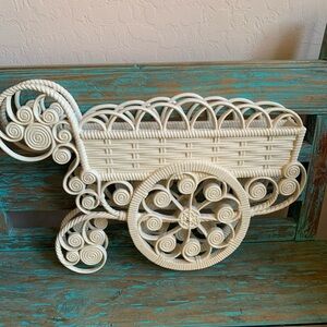 Vintage Burwood Products Plastic Flower Cart Wall Art Hanging Decor 21x1…